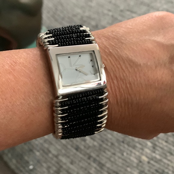 Safety Pin Stretch Watch Black and Silver - Picture 2 of 11